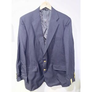 VTG BRANNOCH Mens 44L Blue Wool Blazer Sport Coat Suit Jacket NWT Horn Button